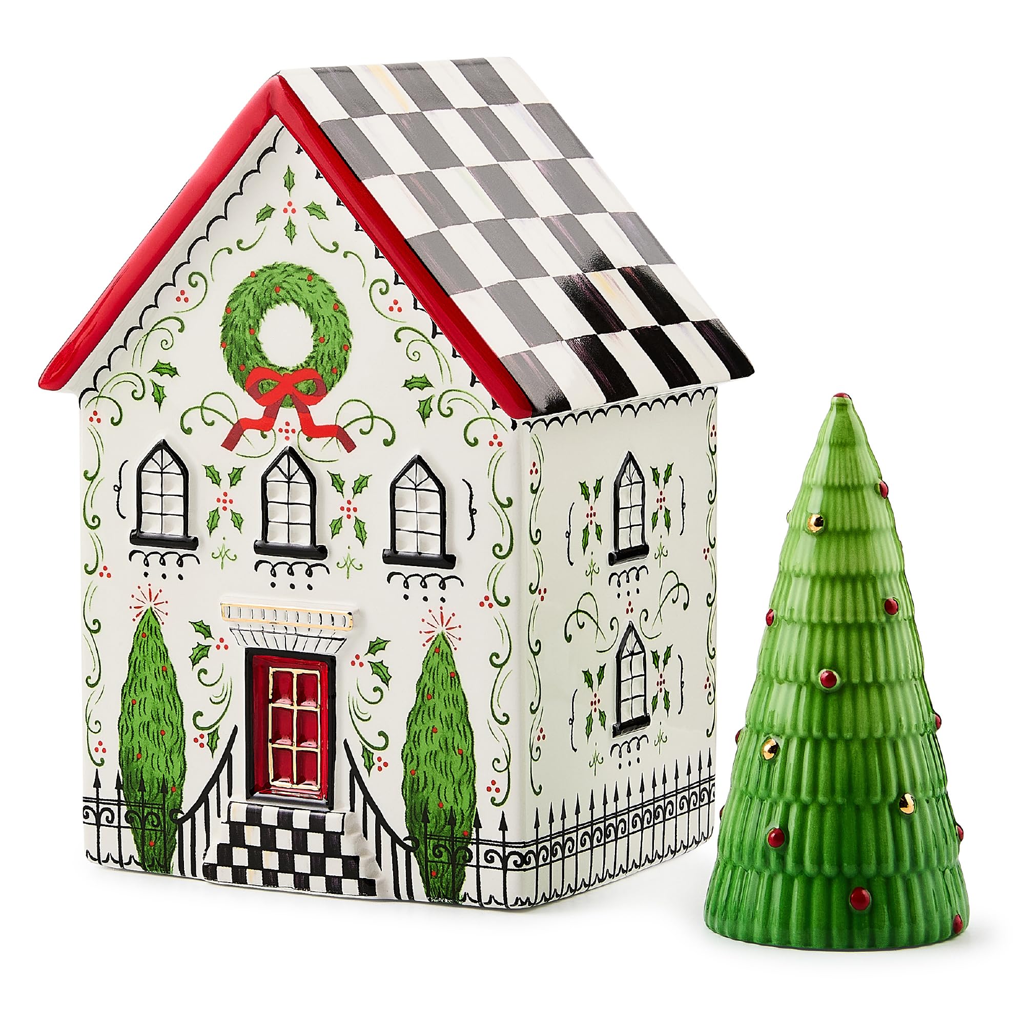 マッケンジーチャイルズ　クリスマス　家の形の置物 Amazon.com: MACKENZIE-CHILDS Illuminated Ceramic House, Indoor